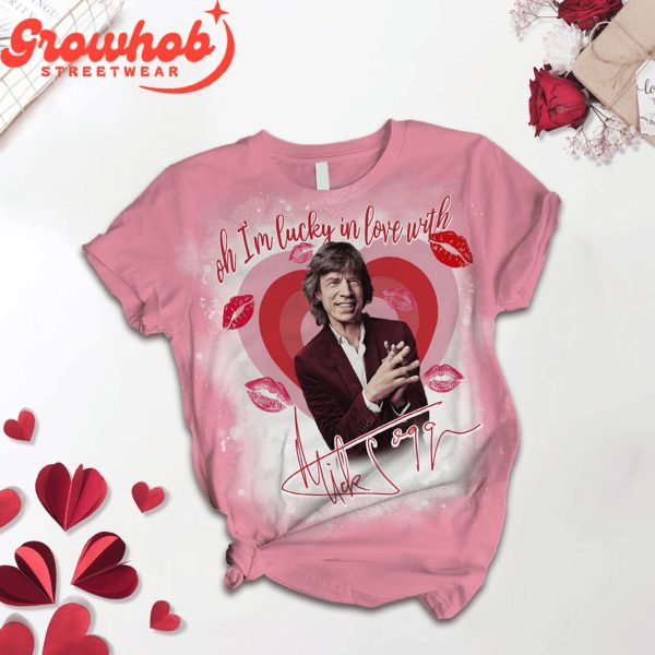 Mick Jagger Lucky In Love Valentine Fleece Pajamas Set