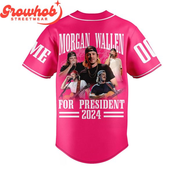 Morgan Wallen For President 2024 Personalized Baseball Jersey Pink