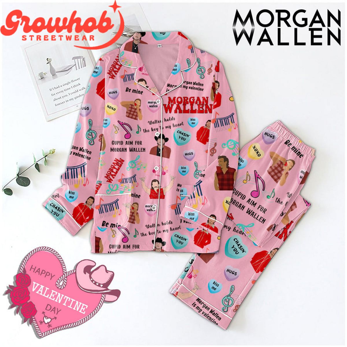 Morgan Wallen Valentine Polyester Pajamas Set