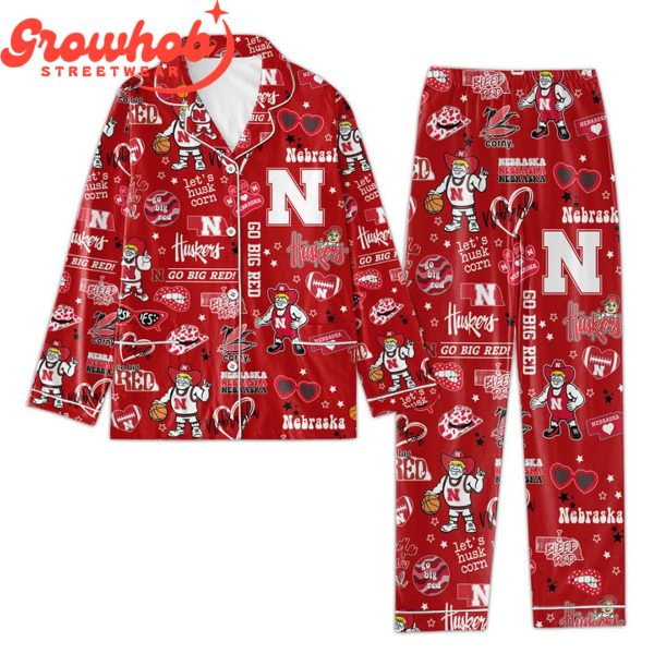 Nebraska Cornhuskers Go Red Fan Love Polyester Pajamas Set