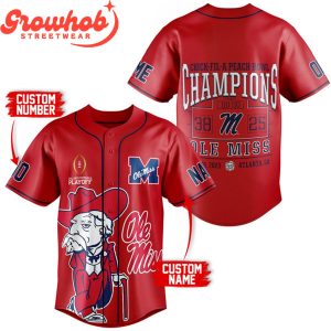 Ole Miss Rebels Chick-Fil-A Peach Bowl Champions Personalized Baseball Jersey Red