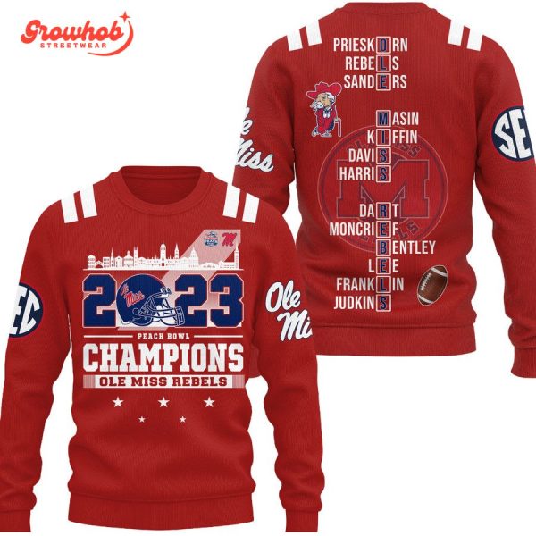 Ole Miss Rebels Peach Bowl Champions 2023 Hoodie Shirts Red