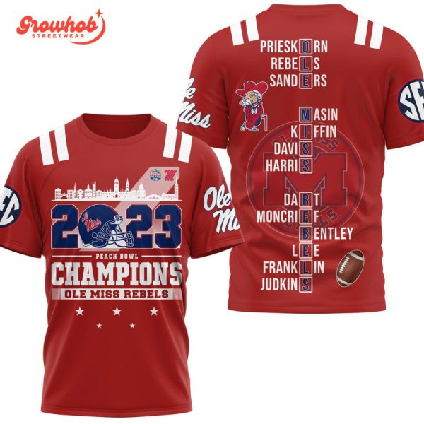 Ole Miss Rebels Peach Bowl Champions 2023 Hoodie Shirts Red