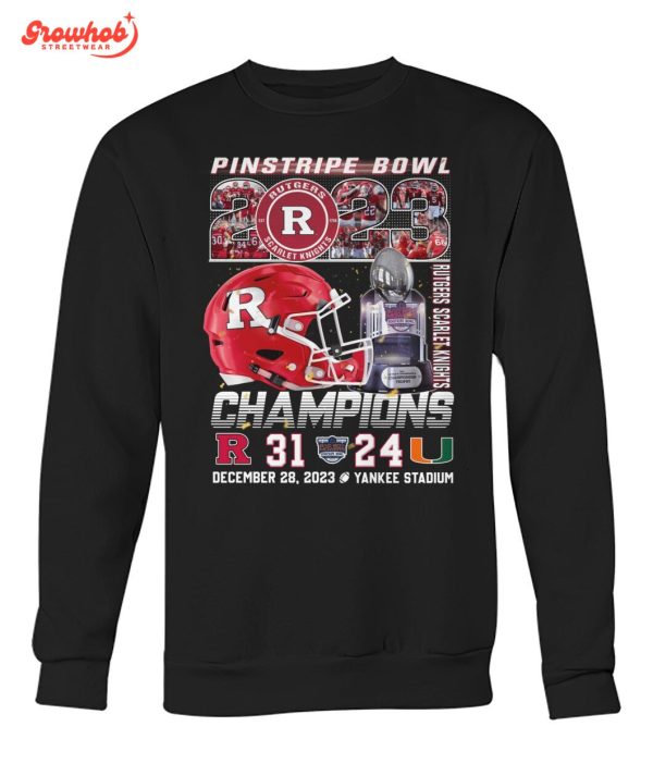 Rutgers Scarlet Knights Pinstripe Bowl 2023 Champions Fan T-Shirt