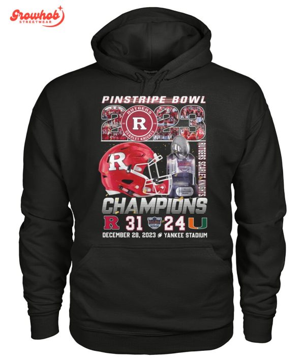 Rutgers Scarlet Knights Pinstripe Bowl 2023 Champions Fan T-Shirt