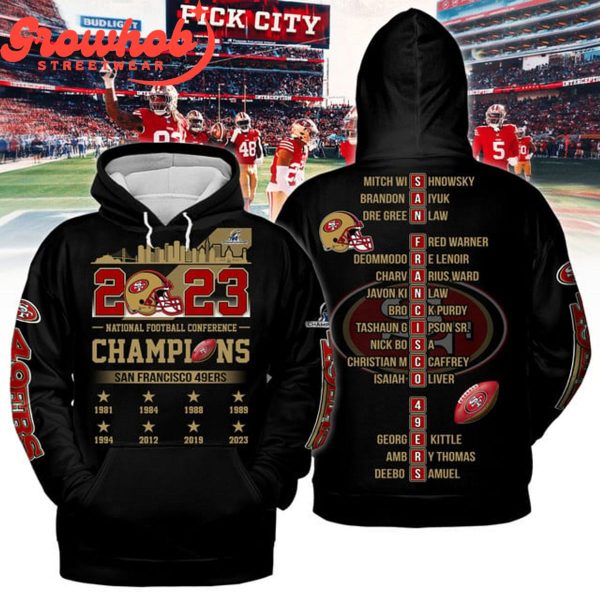 San Francisco 49er National Football Conference 2023 Champions Love Hoodie Shirts Black