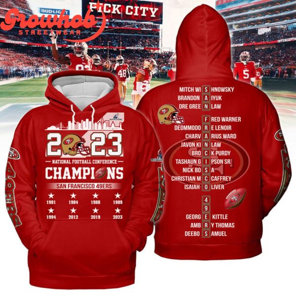 San Francisco 49er National Football Conference 2023 Champions Love Hoodie Shirts Red