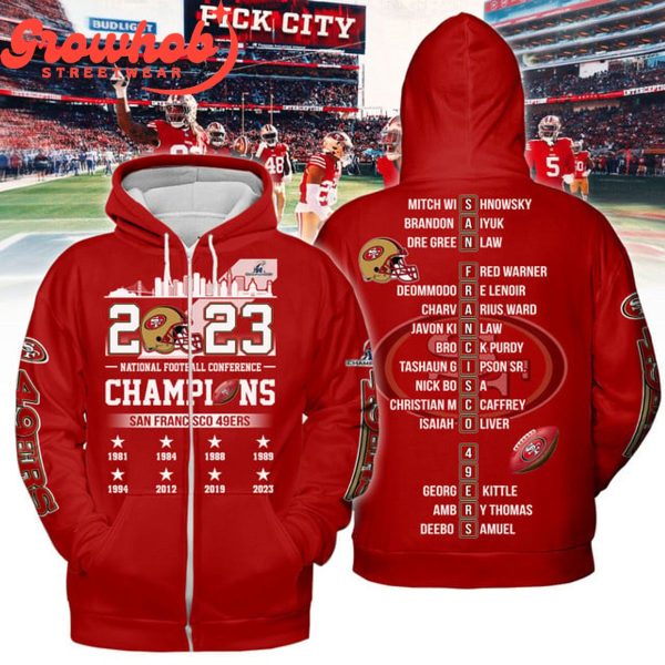 San Francisco 49er National Football Conference 2023 Champions Love Hoodie Shirts Red