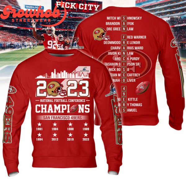 San Francisco 49er National Football Conference 2023 Champions Love Hoodie Shirts Red