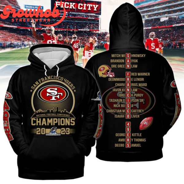 San Francisco 49er National Football Conference 2023 Champs Hoodie Shirts Black