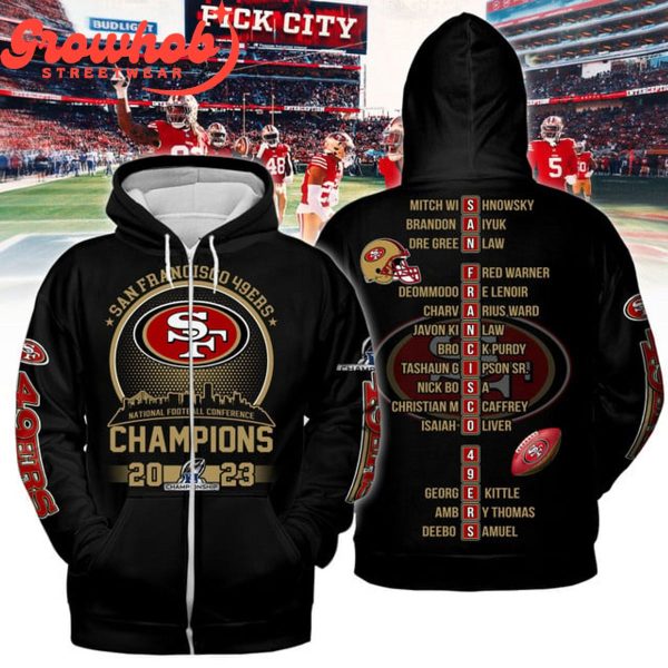 San Francisco 49er National Football Conference 2023 Champs Hoodie Shirts Black