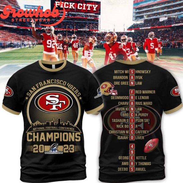 San Francisco 49er National Football Conference 2023 Champs Hoodie Shirts Black