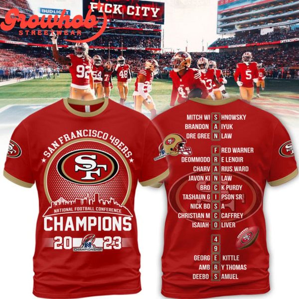 San Francisco 49er National Football Conference 2023 Champs Hoodie Shirts Red