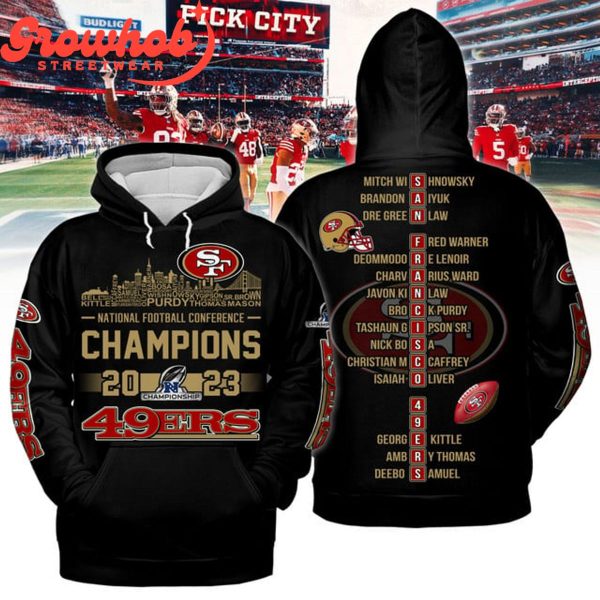 San Francisco 49er NFC 2023 Champs Hoodie Shirts Black