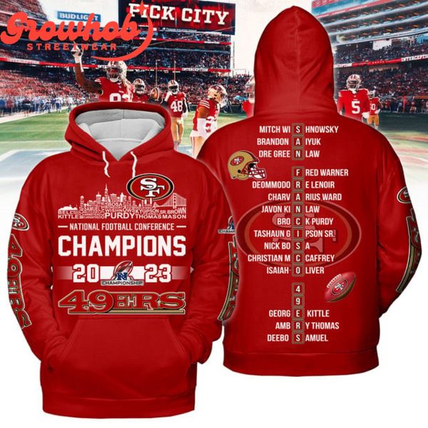 San Francisco 49er NFC 2023 Champs Hoodie Shirts Red