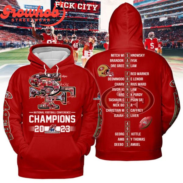 San Francisco 49er NFC 2023 Champs Letter Hoodie Shirts Red