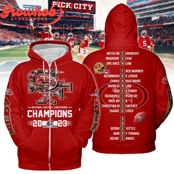 San Francisco 49er NFC 2023 Champs Letter Hoodie Shirts Red