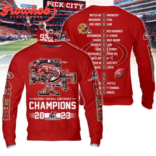 San Francisco 49er NFC 2023 Champs Letter Hoodie Shirts Red