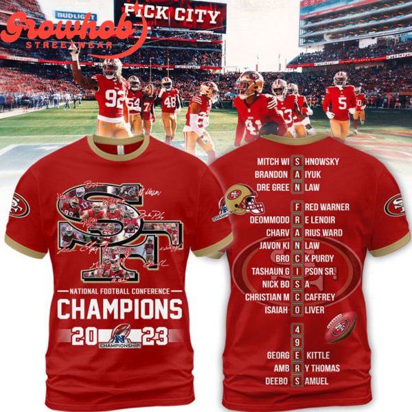 San Francisco 49er NFC 2023 Champs Letter Hoodie Shirts Red