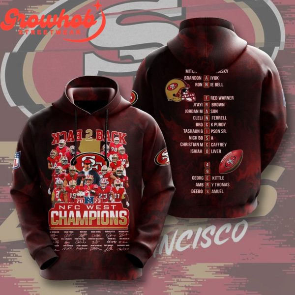 San Francisco 49ers 2023 NFC Champs Back2Back Dark Red Hoodie Shirts