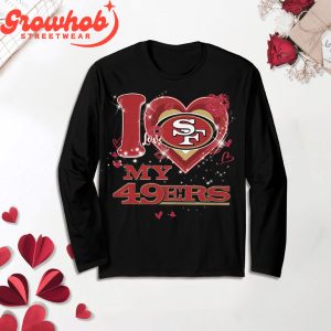 San Francisco 49ers I Love Valentine Black Fleece Pajamas Set Long Sleeve