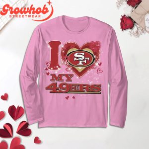 San Francisco 49ers I Love Valentine Pink Fleece Pajamas Set Long Sleeve