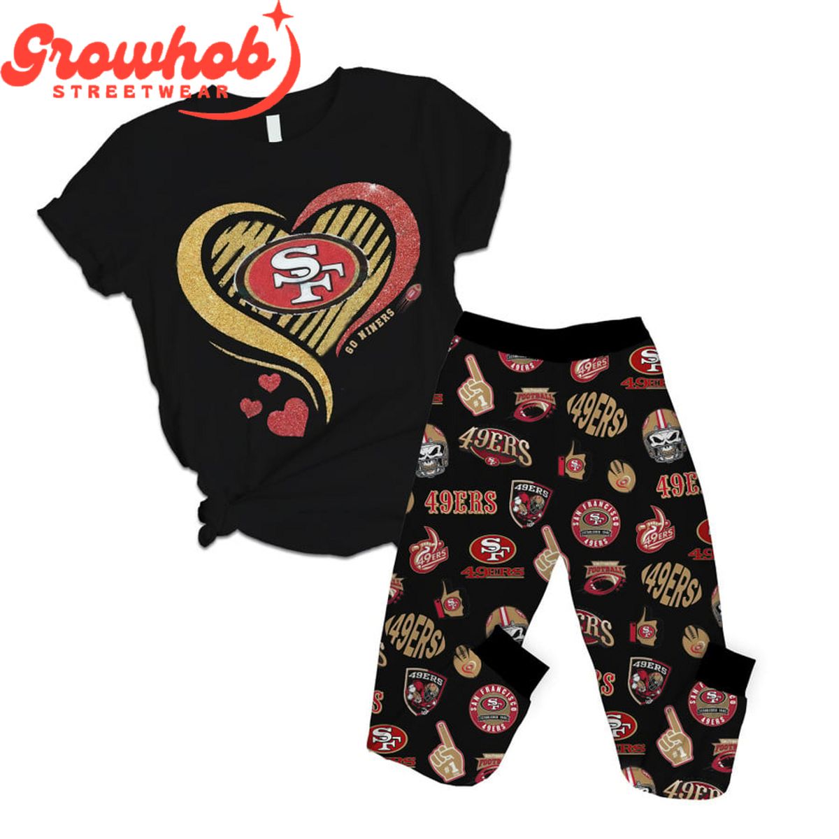 San Francisco 49ers Valentine Fleece Pajamas Set