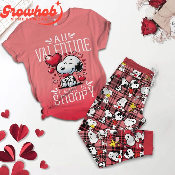 Snoopy Is Valentine I Want Fleece Pajamas Set