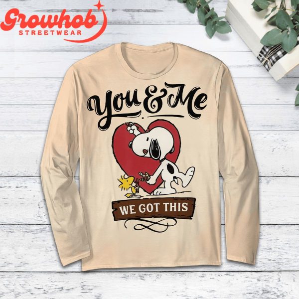Snoopy You And Me Valentine Fleece Pajamas Set Long Sleeve