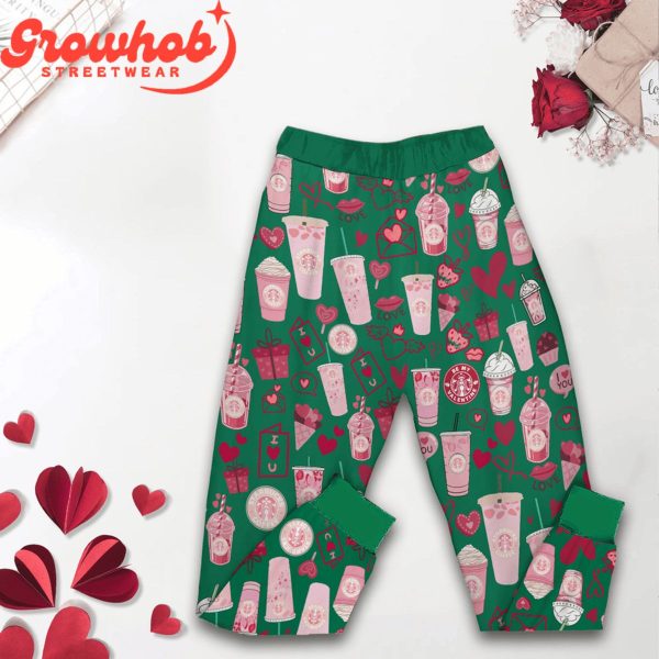 Starbucks Is My Valentine Fleece Pajamas Set Long Sleeve