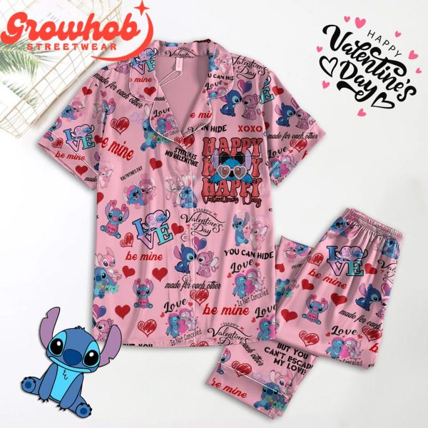 Stitch Angle Valentine Day Polyester Pajamas Set