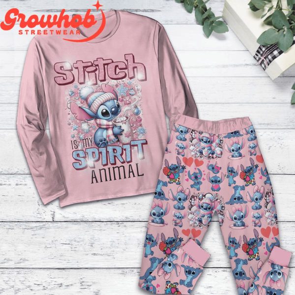 Stitch Spirit Valentine Fleece Pajamas Set Long Sleeve
