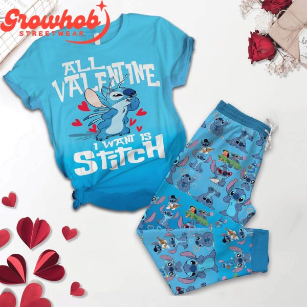 Stitch Valentine All I Want Fleece Pajamas Set