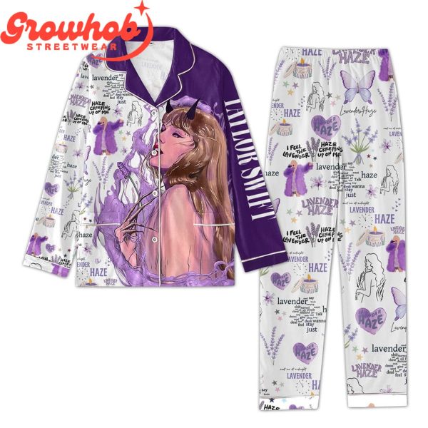Taylor Swift Valentine Lavender Haze White Design Polyester Pajamas Set