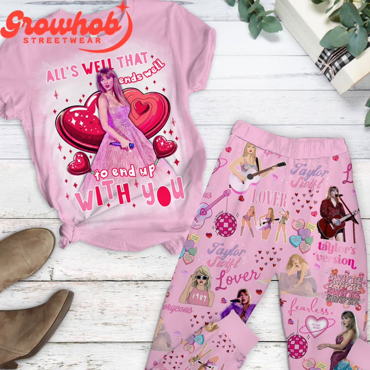 Taylor Swift Valentine With You Fleece Pajamas Set Pink Design