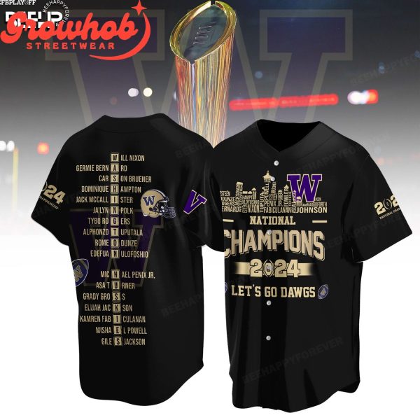 Washington Huskies 2024 National Champions Baseball Jersey Black