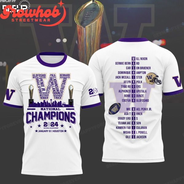 Washington Huskies 2024 National Champions White Hoodie Shirts