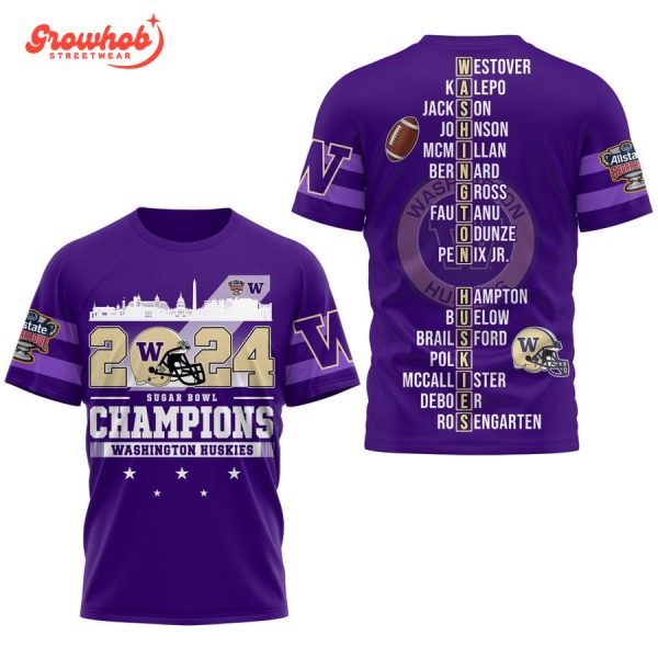 Washington Huskies 2024 Sugar Bowl Champions Hoodie Shirts Purple