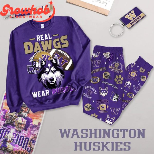 Washington Huskies Real Dawgs Fan Fleece Pajamas Set Long Sleeve