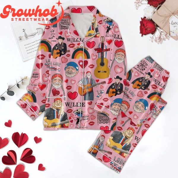 Willie Nelson Valentine Couple Polyester Pajamas Set