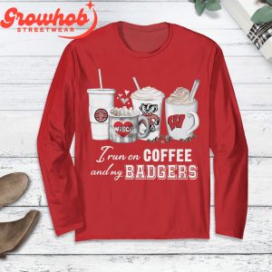 Wisconsin Badgers I Love Coffee Fleece Pajamas Set Long Sleeve