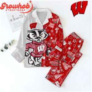 Wisconsin Badgers Red White Comfortable Polyester Pajamas Set