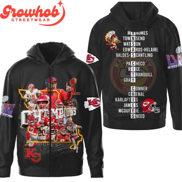 2023 Kansas City Chiefs KC Super Bowl Champions Black Hoodie Shirts