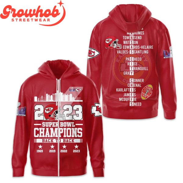 2023 Kansas City Chiefs Super Bowl Champions 4X Red Hoodie Shirts