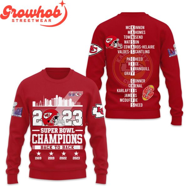 2023 Kansas City Chiefs Super Bowl Champions 4X Red Hoodie Shirts