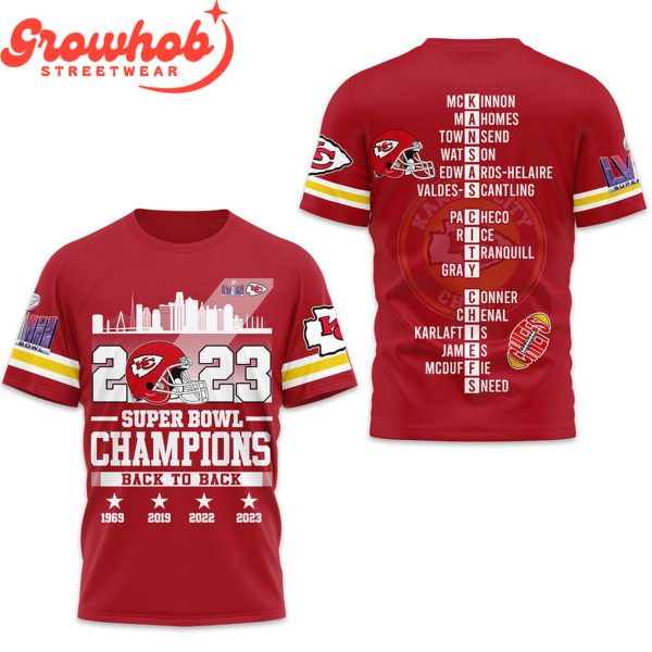 2023 Kansas City Chiefs Super Bowl Champions 4X Red Hoodie Shirts