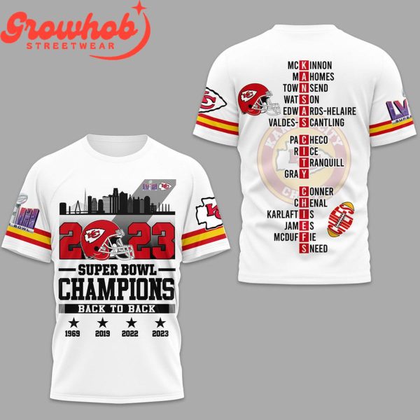 2023 Kansas City Chiefs Super Bowl Champions 4X White Hoodie Shirts