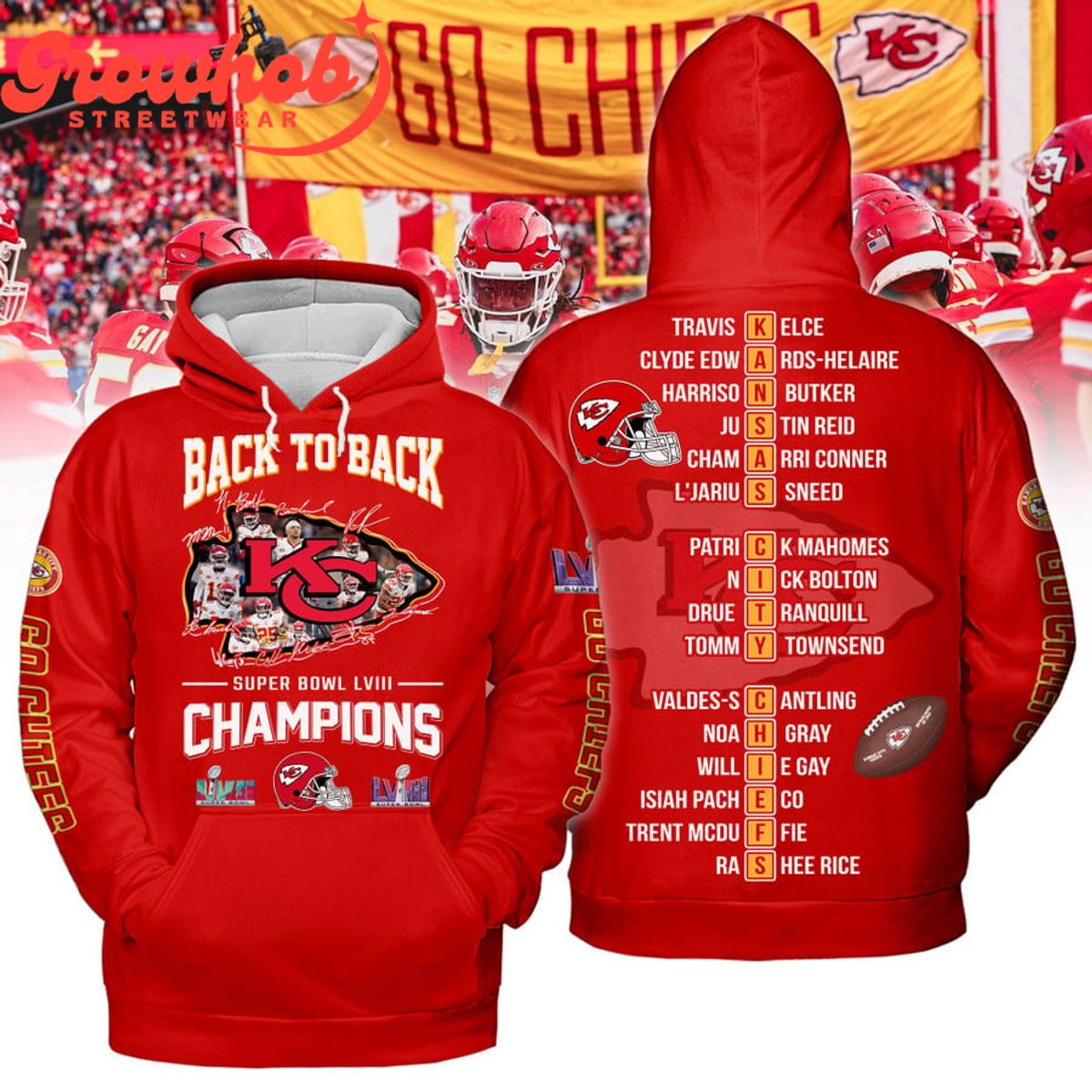 2023 Kansas City Chiefs Super Bowl Champions LVIII Hoodie Shirts Red Version