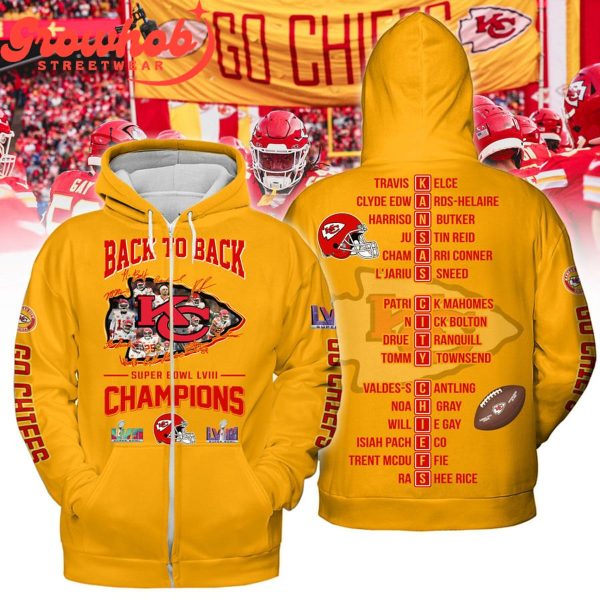 2023 Kansas City Chiefs Super Bowl Champions LVIII Yellow Design Hoodie Shirts