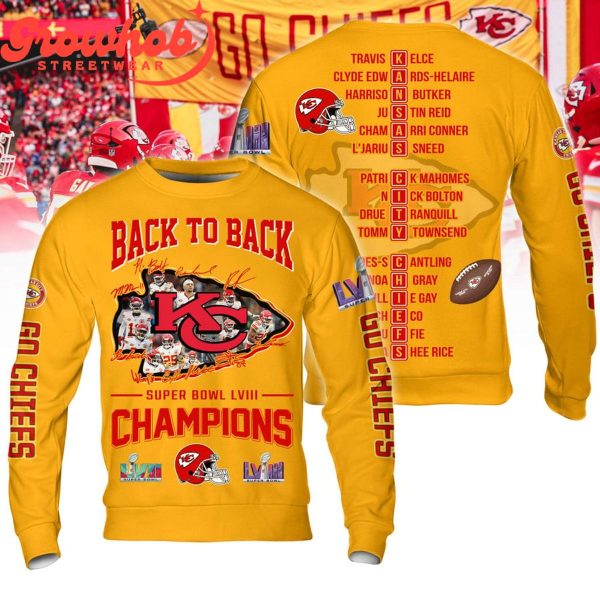 2023 Kansas City Chiefs Super Bowl Champions LVIII Yellow Design Hoodie Shirts